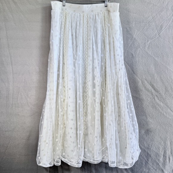 Torrid Maxi Skirt Sz 1 Polka Dot Lace Pull On Romantic Boho Chic Feminine - Picture 1 of 10